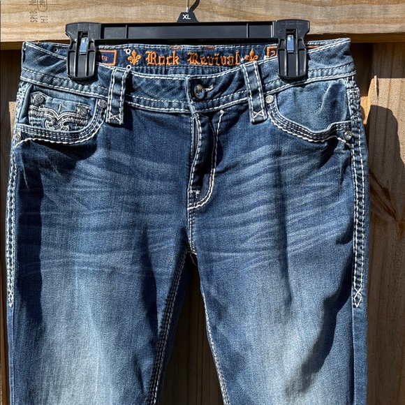 Rock revival Betty easy skinny size 29/30 open back pockets Blue Jeans # 04 - Picture 3 of 10